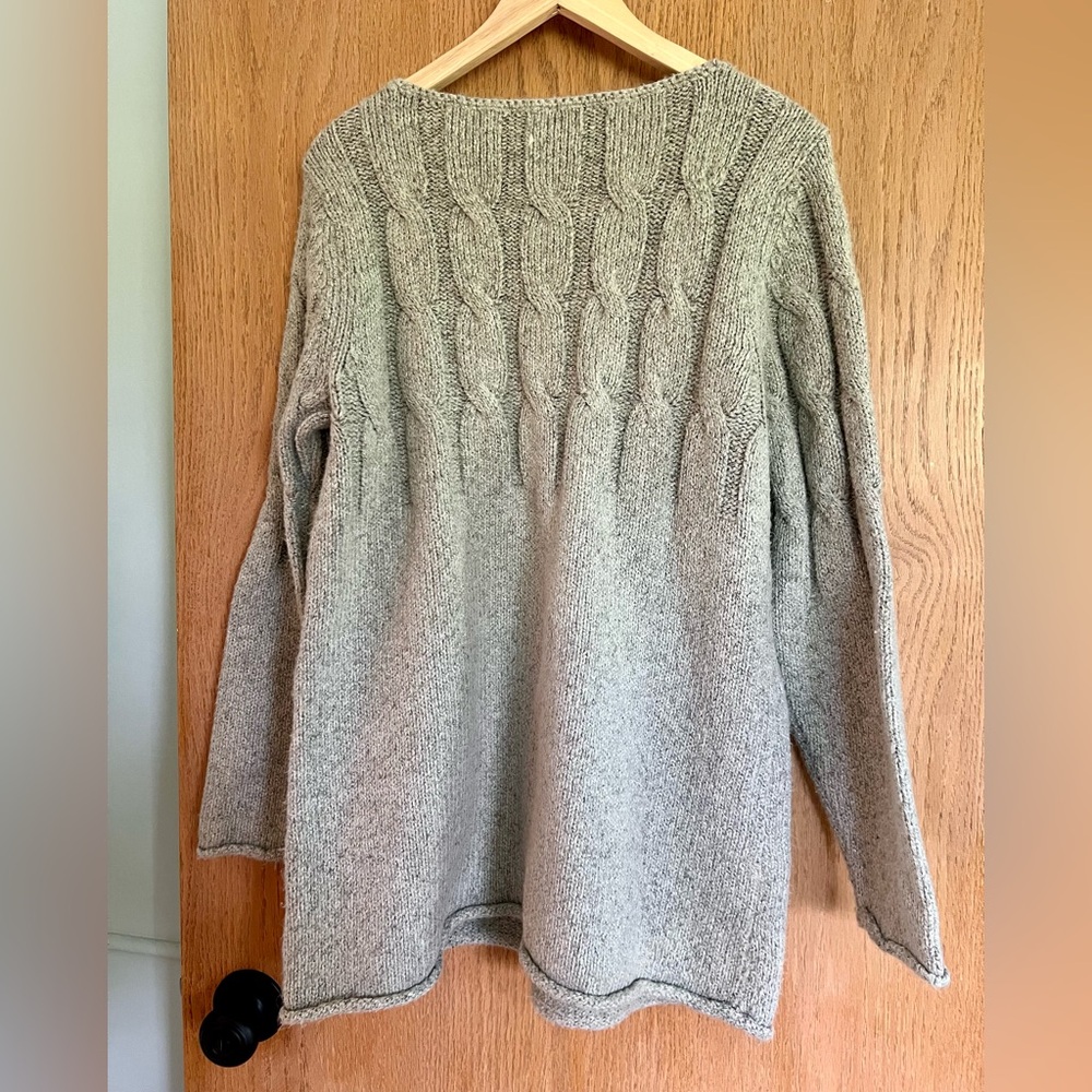 J. Jill Heathered Light Gray Cable Knit Crewneck Sweater size extra large - Picture 5 of 6